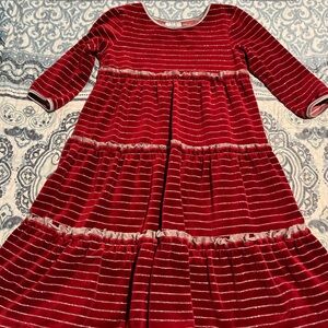 Hanna Andersson Burgundy Striped Tiered Dress